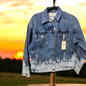 L.T.J Letter to Juliet Dip Dyed Blue Denim Jean Jacket Size Small NWT